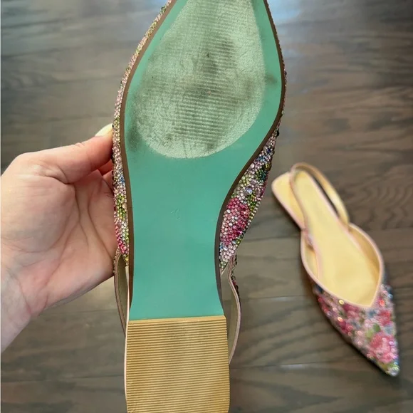 Betsey Johnson Pink Beaded Pointed Slingback Sandals - Picture 3 of 5